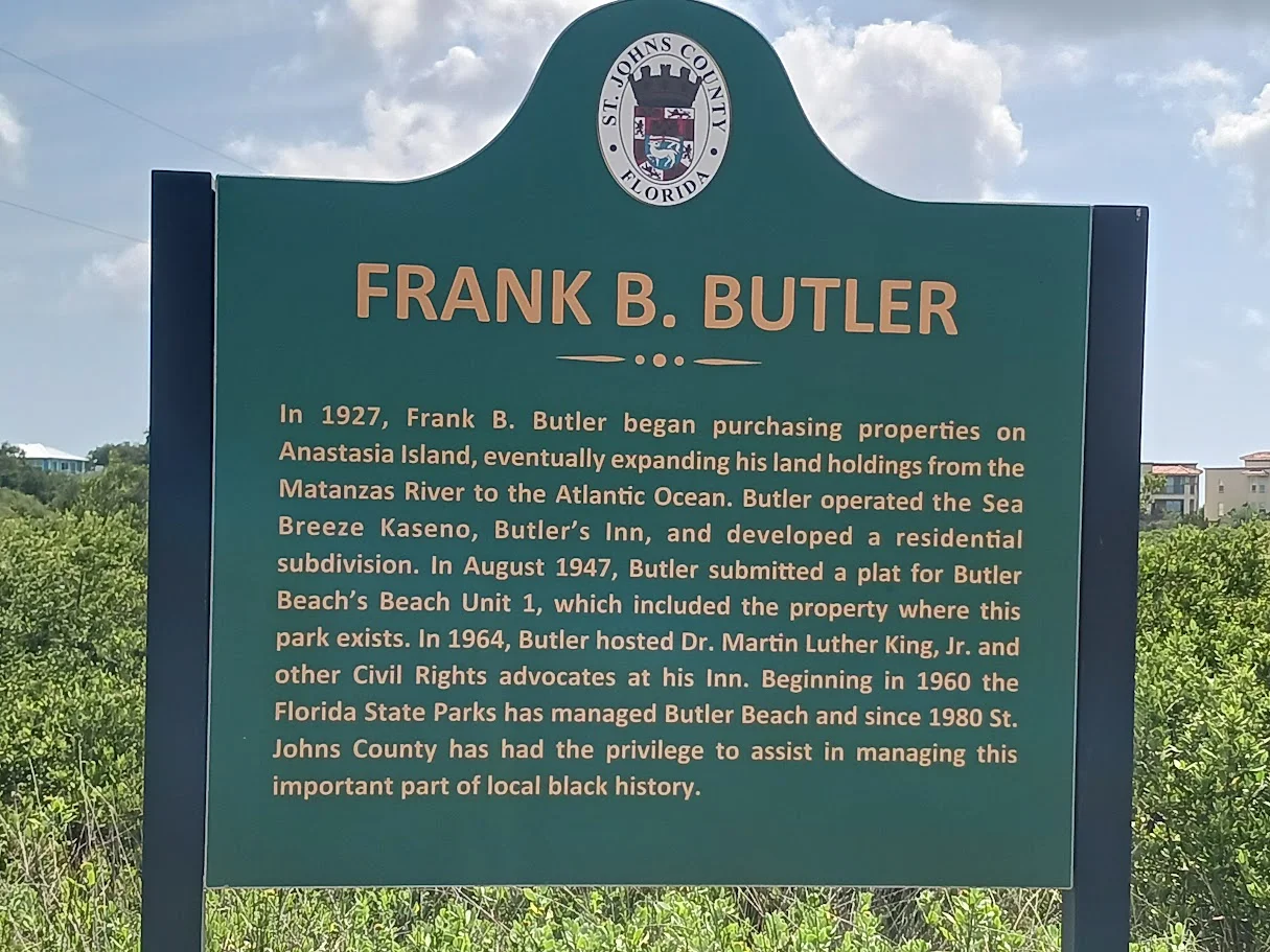 history sign at frank butler park west, st augustine